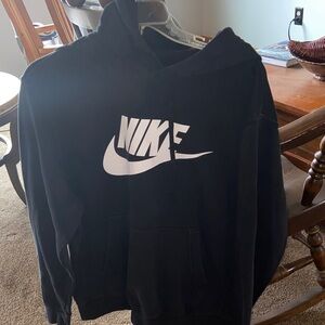 Nike Men's Dark Hoodie with White Emblem